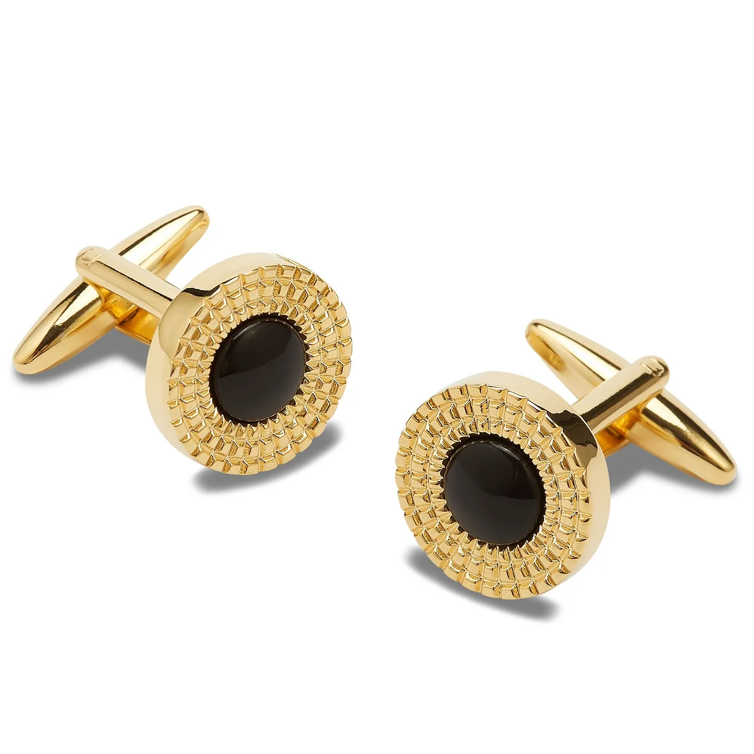 King Midas Gold Black Stone Cufflinks