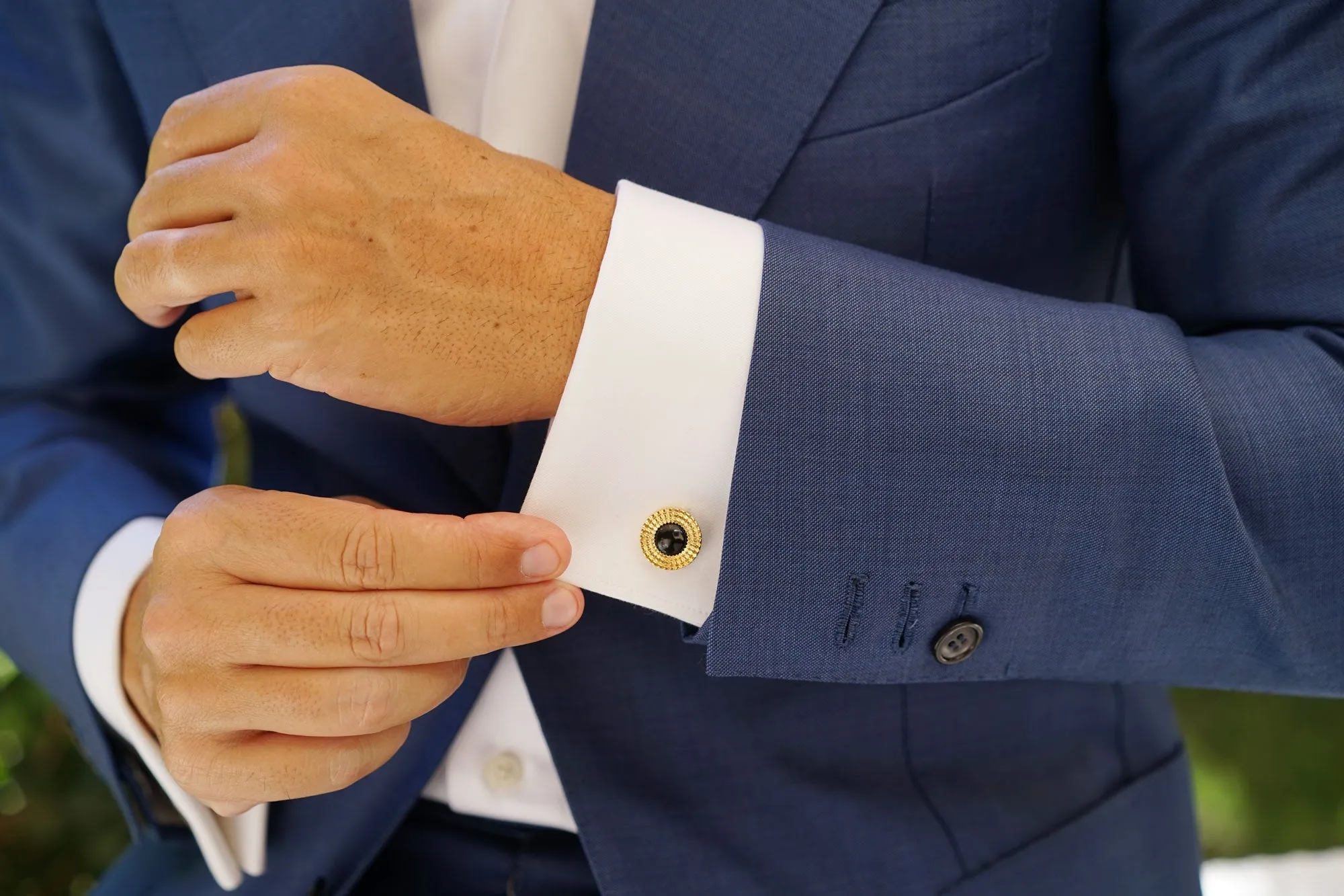 King Midas Gold Black Stone Cufflinks