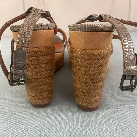 LanvinPewter Snake Wedge Sandals