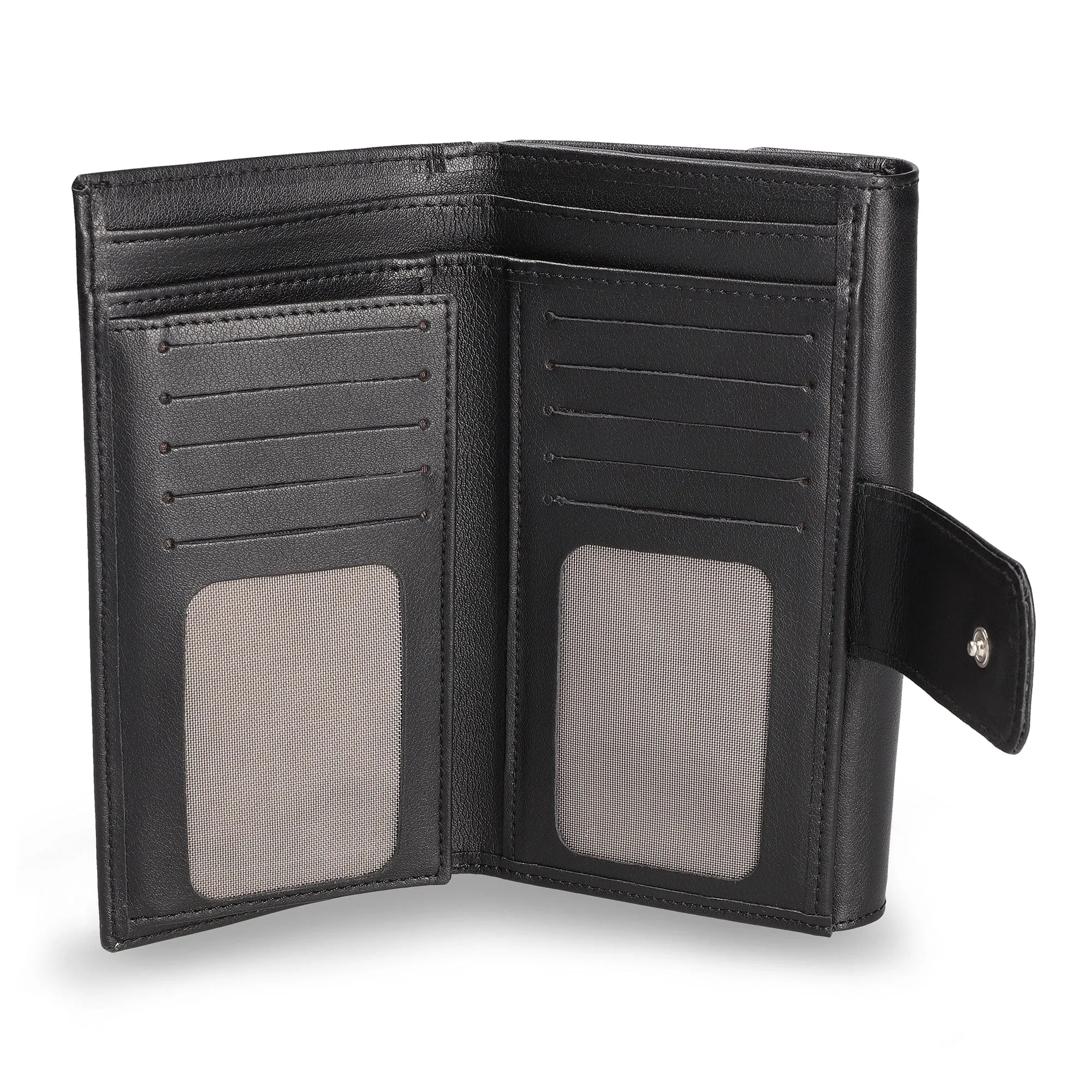 Lara Vegan Leather Bifold Purse Wallet | Black