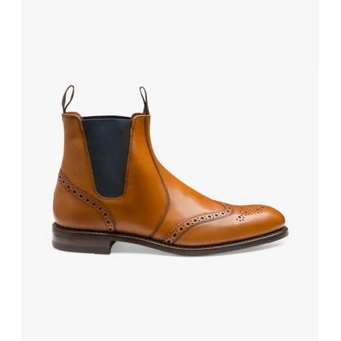 Loake Mens Hoskins Brogue Chelsea Boot in Tan