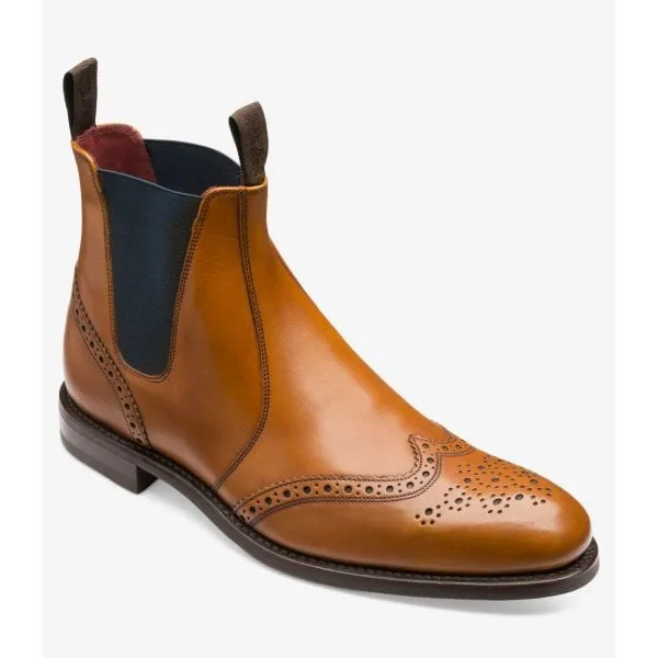 Loake Mens Hoskins Brogue Chelsea Boot in Tan