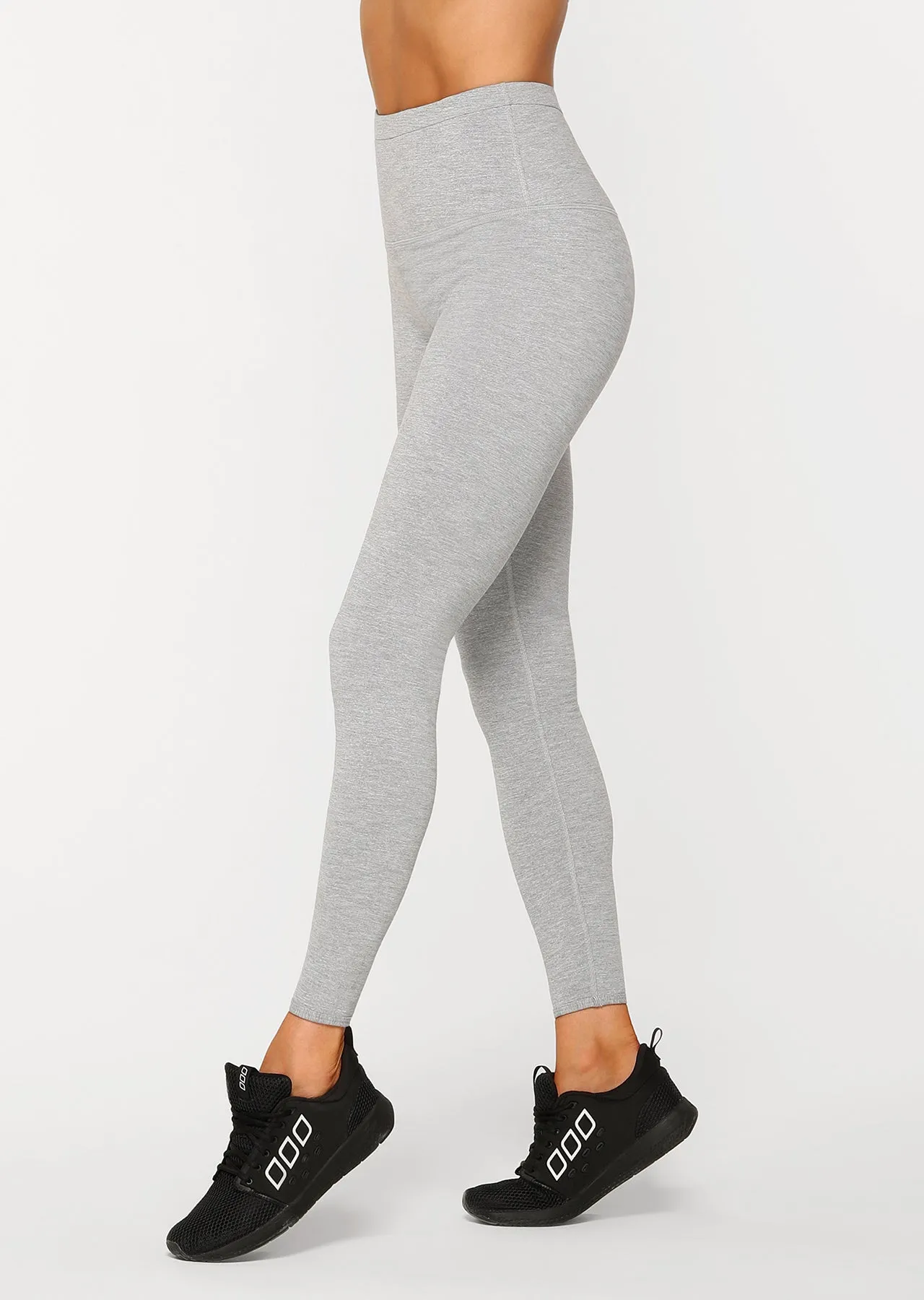 Lorna Jane Classic Thermal Full Length Tight in Grey Marl Stripe