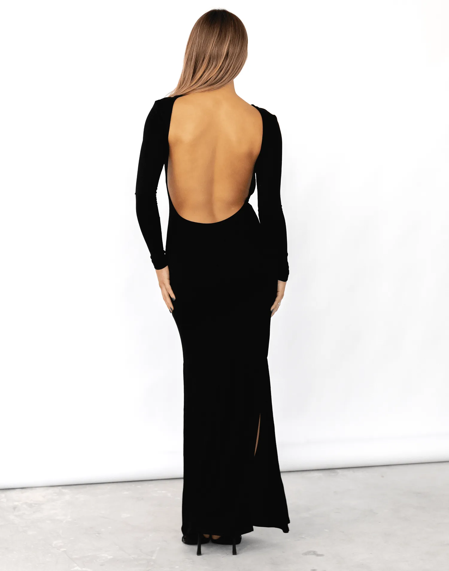 Luna Long Sleeve Maxi Dress (Black)