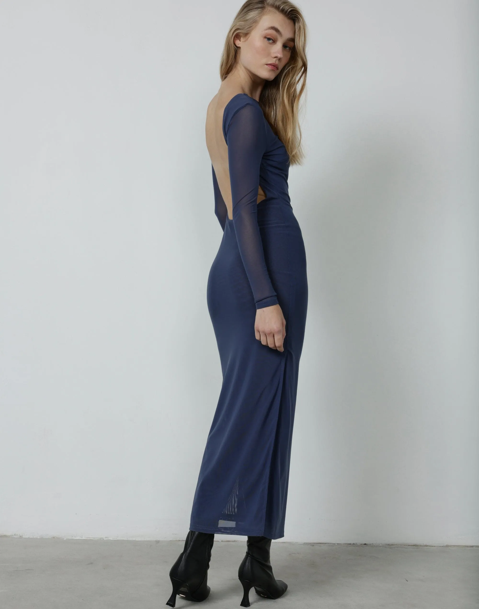 Luna Mesh Maxi Dress (Storm Blue)