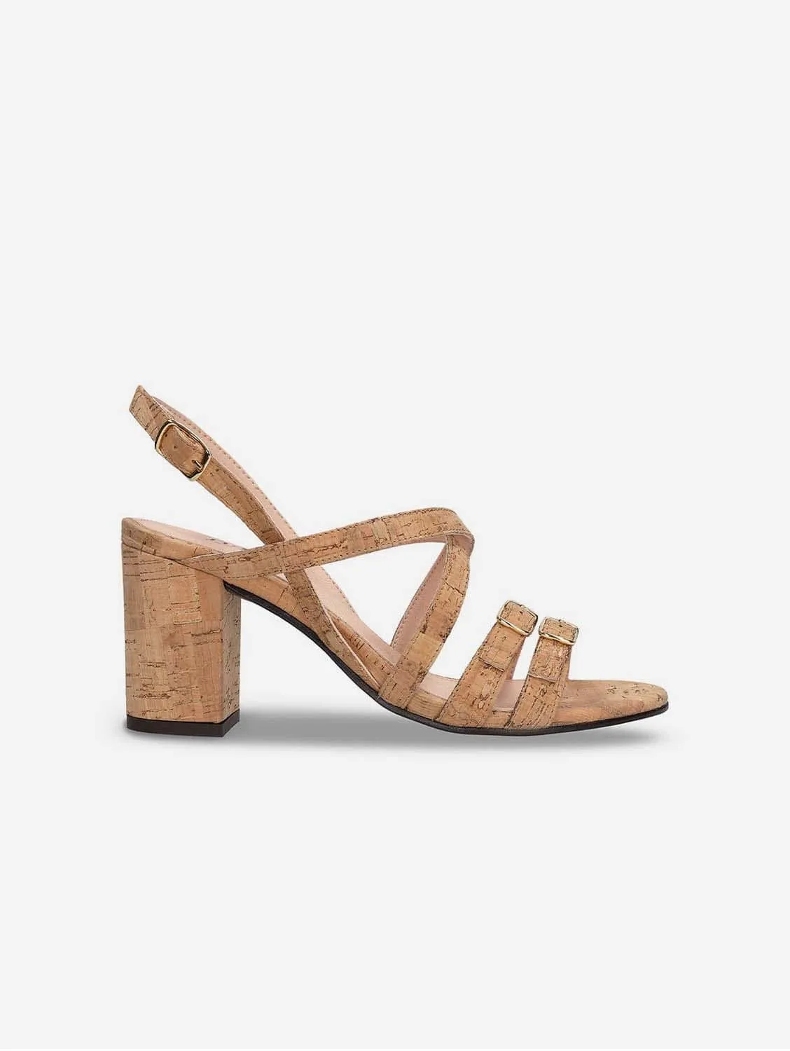 Maria Vegan Cork Heeled Sandals | Brown