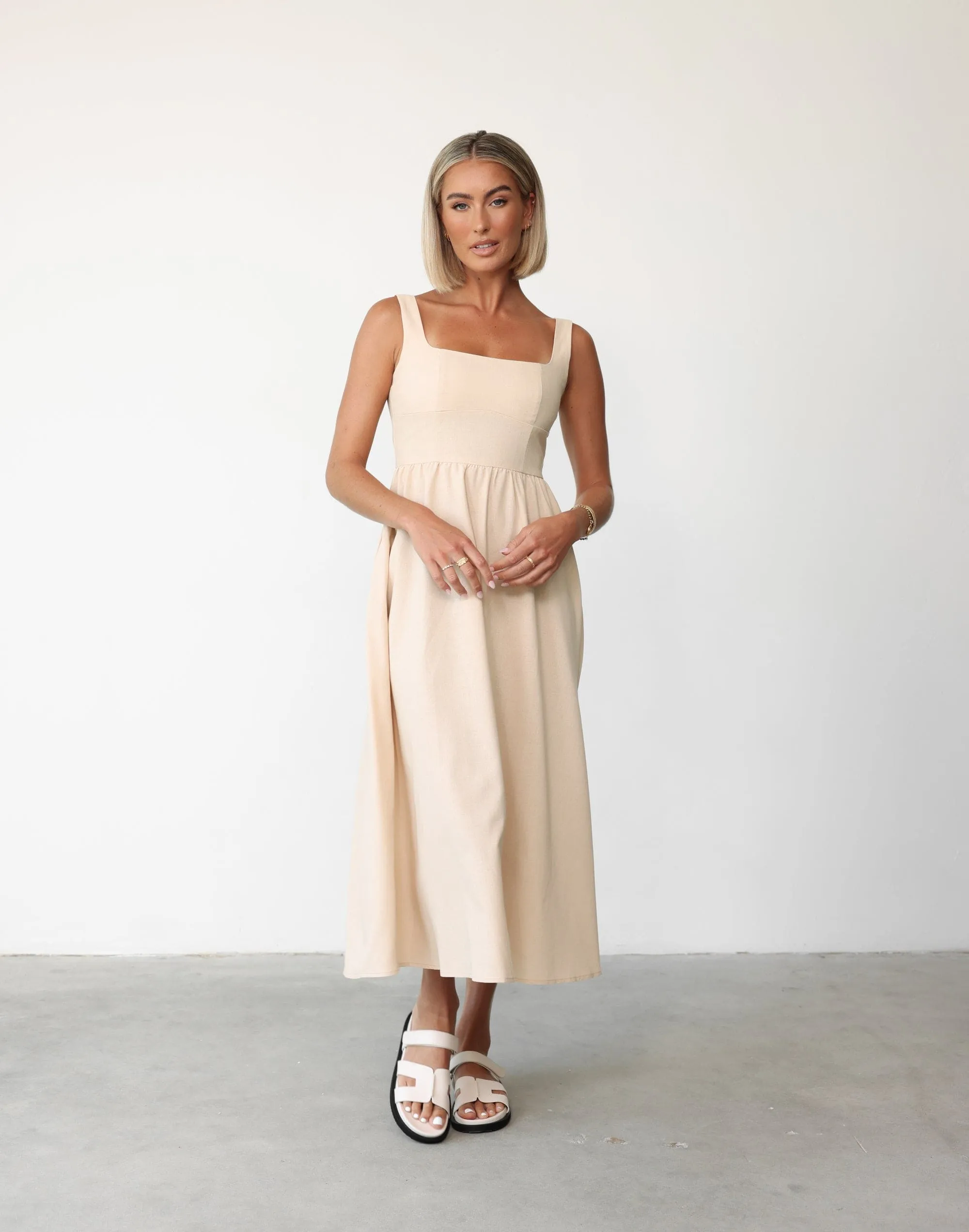 Mariel Midi Dress (Beige)