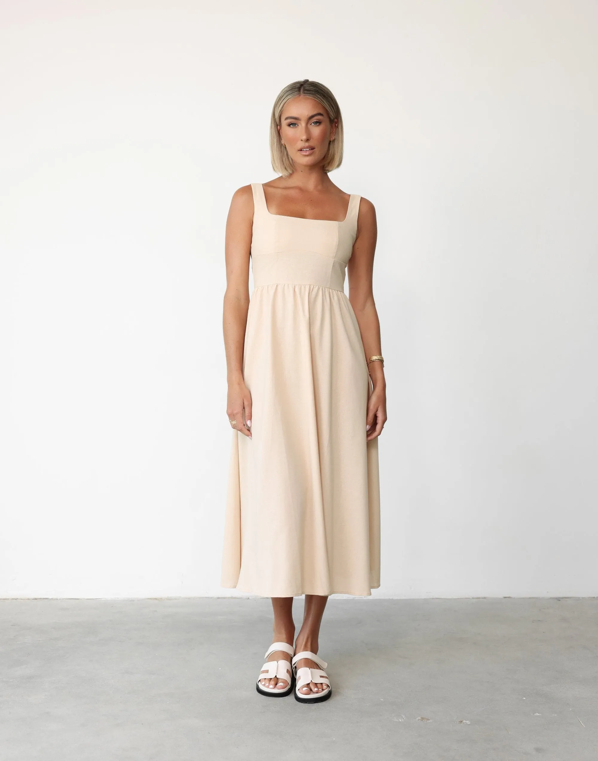 Mariel Midi Dress (Beige)