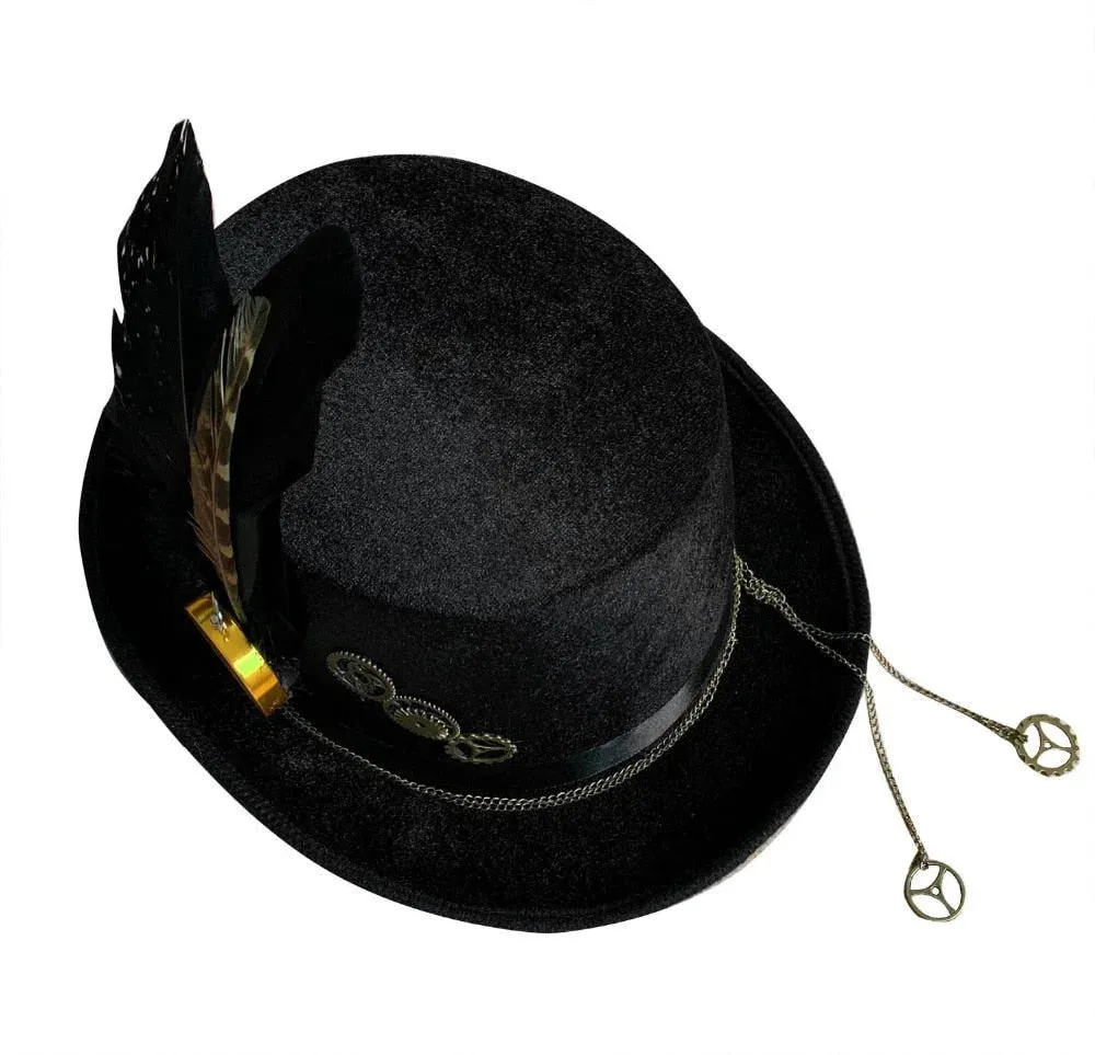 Men and Women Punk Gothic Victorian Steampunk Gears Compass Top Hat