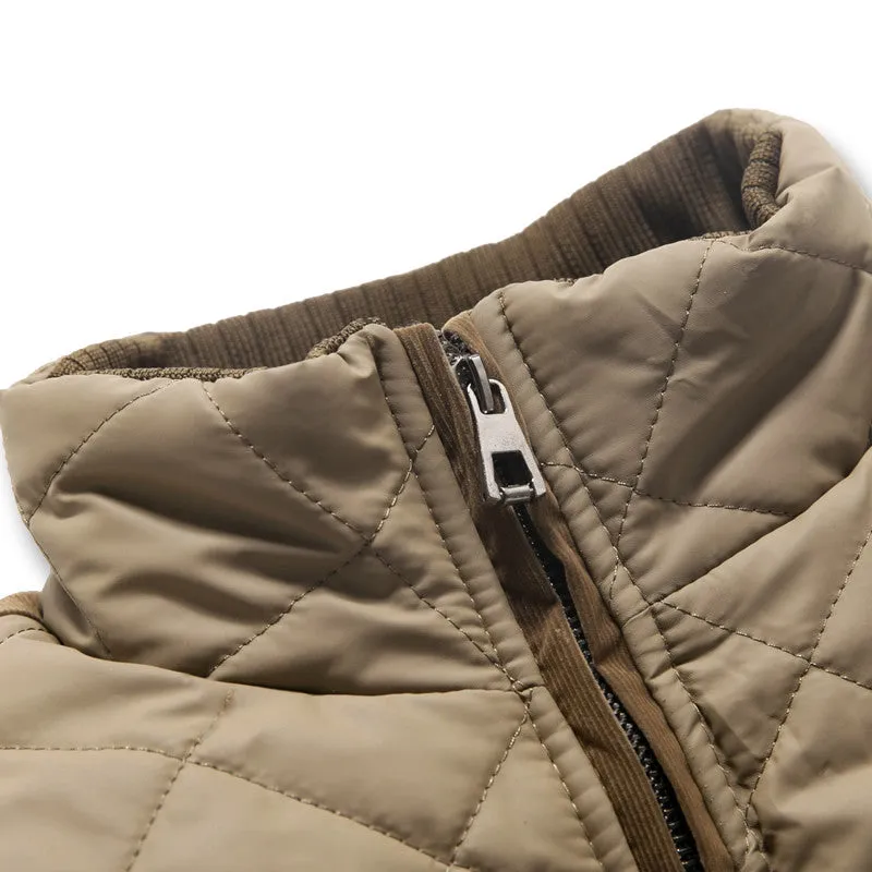 Men's Down Coat Hooded Thick Stand Collar Down Jacket Cotton Casual Outwear Plus Size SM6