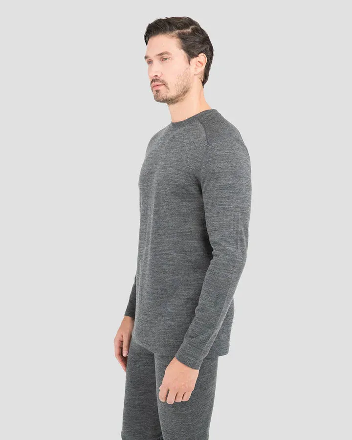 MEN'S MIDWEIGHT ULTRA MERINO WOOL BASELAYER CREW TOP SMALL CHARCOAL HEATHER