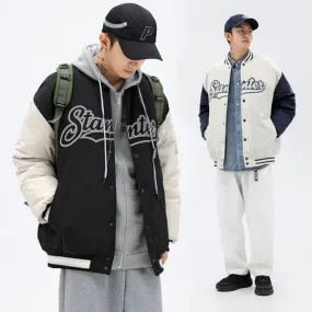 Men's loose-cut thick varsity baseball jacke