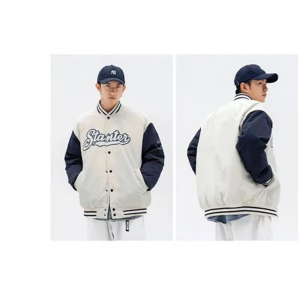 Men's loose-cut thick varsity baseball jacke