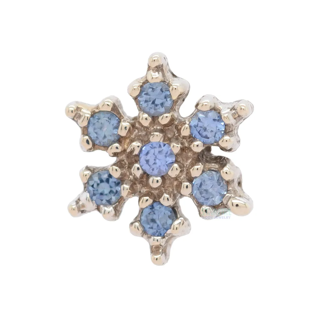 Micro Pave Snowflake Threaded End in Gold with Polar Sapphires