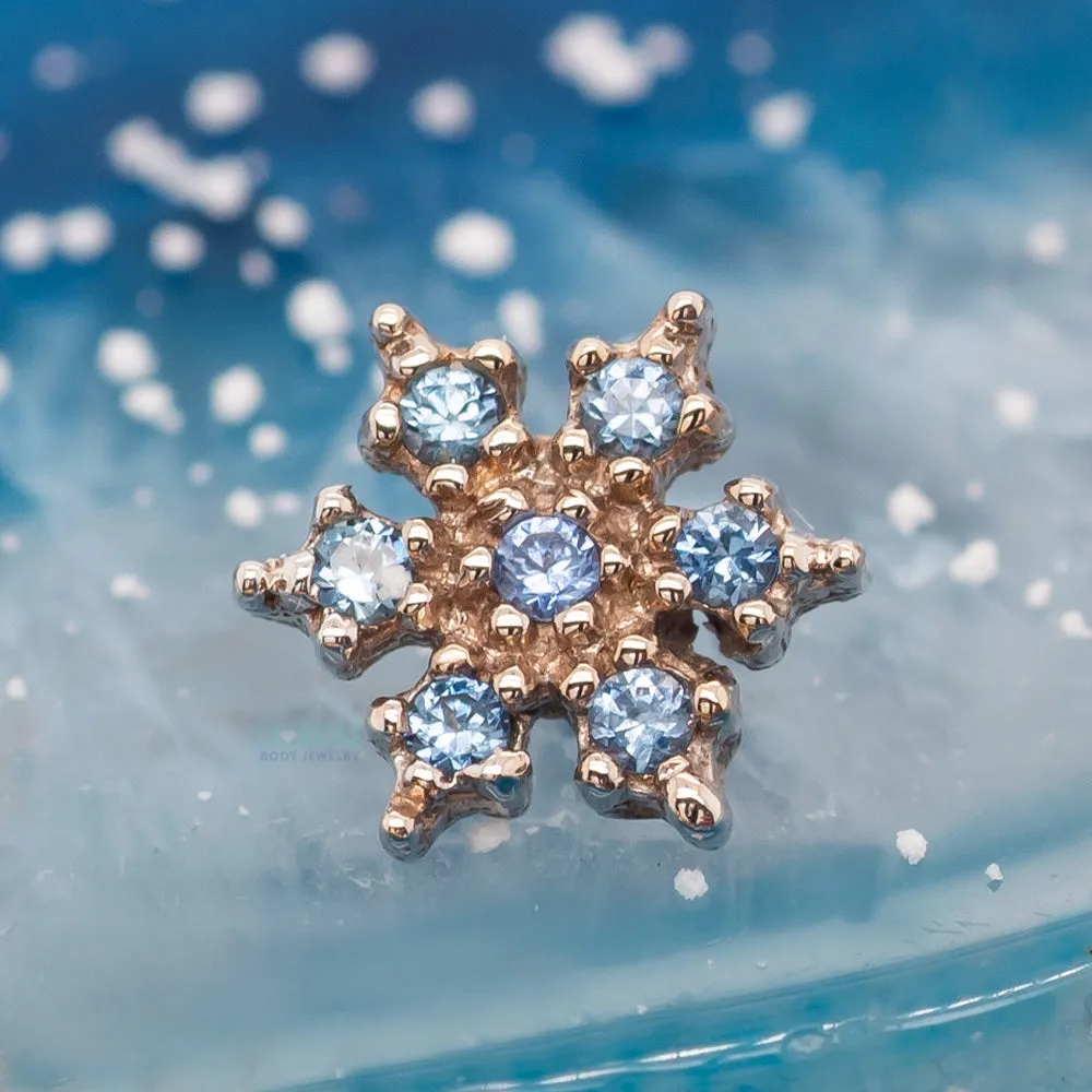 Micro Pave Snowflake Threaded End in Gold with Polar Sapphires