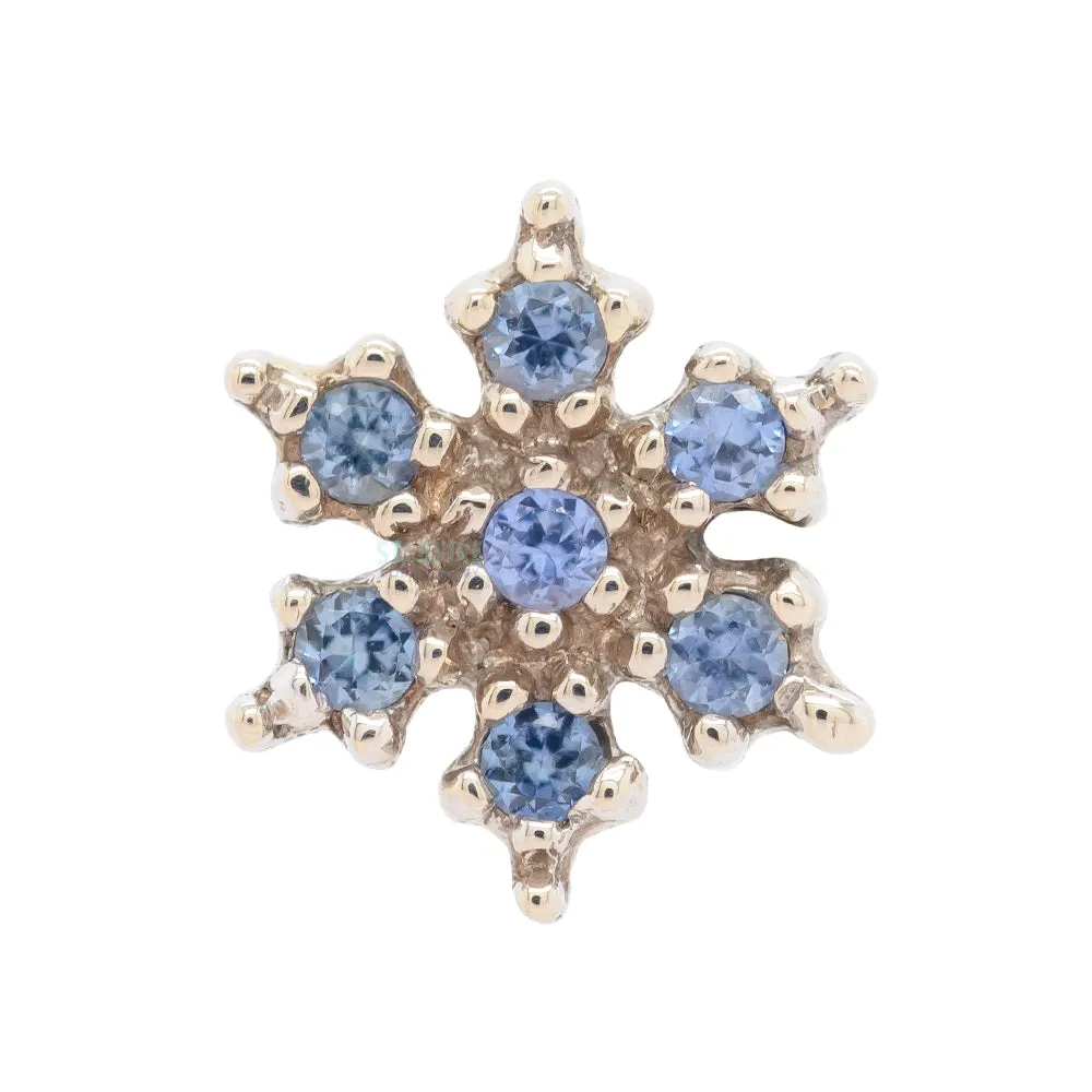 Micro Pave Snowflake Threaded End in Gold with Polar Sapphires