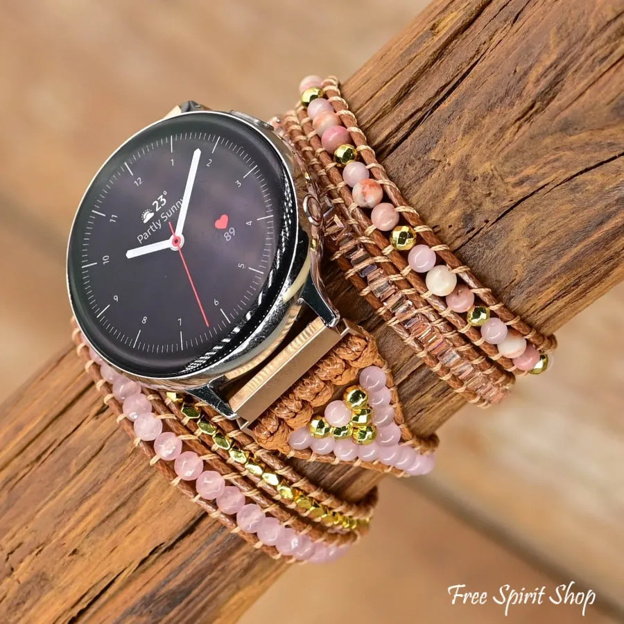 Natural Rhodonite & Rose Quartz Samsung / Garmin Watch Band