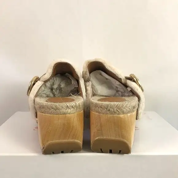 New in Box See by Chloe Cream Shearling Clogs