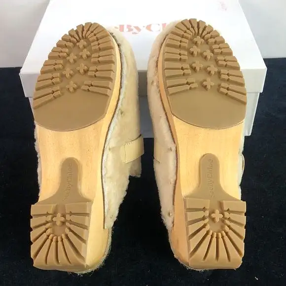 New in Box See by Chloe Cream Shearling Clogs