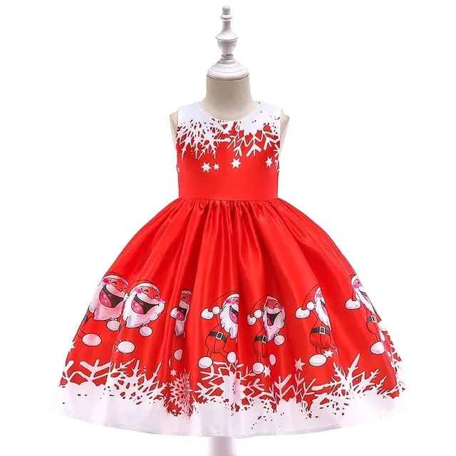 New Year Girl Christmas Dress Baby Winter Snowman Holiday Children Clothing Party Kids Santa Claus Costume Gift 3-10 years old