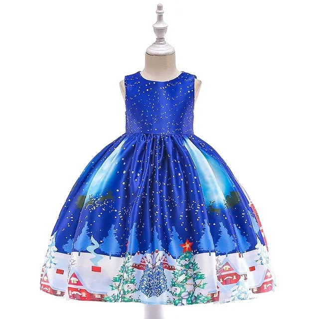 New Year Girl Christmas Dress Baby Winter Snowman Holiday Children Clothing Party Kids Santa Claus Costume Gift 3-10 years old