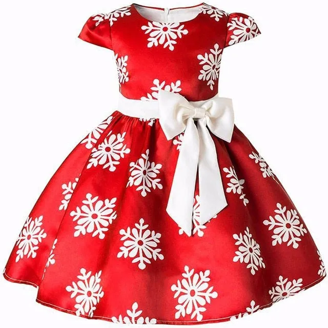 New Year Girl Christmas Dress Baby Winter Snowman Holiday Children Clothing Party Kids Santa Claus Costume Gift 3-10 years old