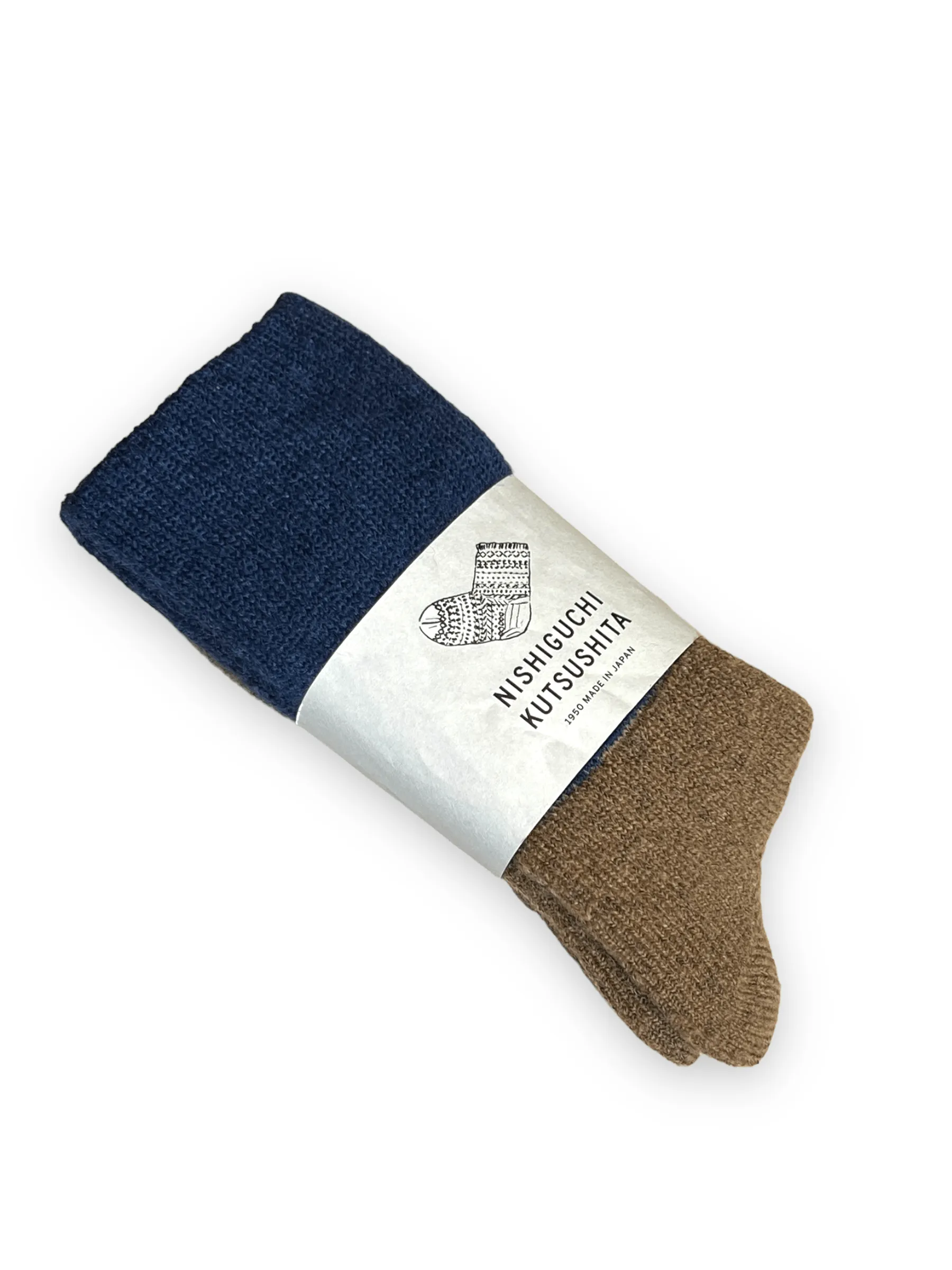 Nishiguchi Kutsushita Mohair wool-pile socks Navy