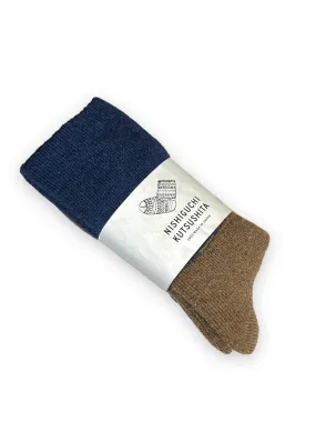 Nishiguchi Kutsushita Mohair wool-pile socks Navy