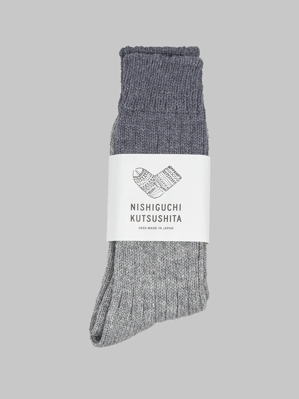 Nishiguchi Kutsushita Wool Cotton Slab Socks Charcoal