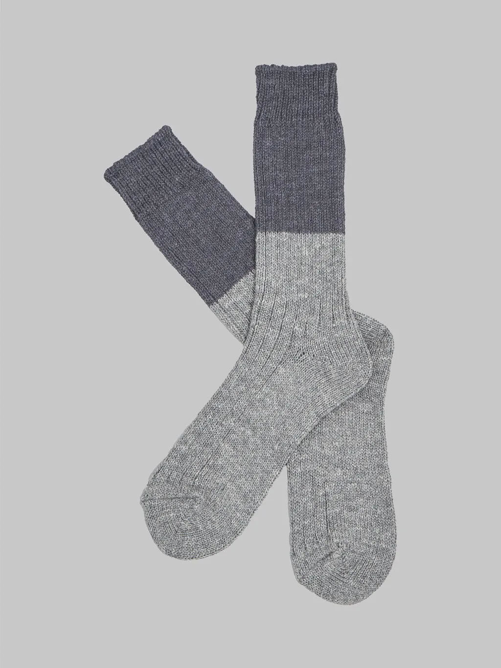 Nishiguchi Kutsushita Wool Cotton Slab Socks Charcoal