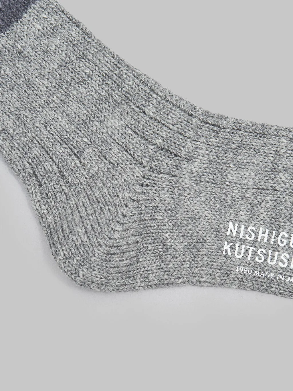 Nishiguchi Kutsushita Wool Cotton Slab Socks Charcoal