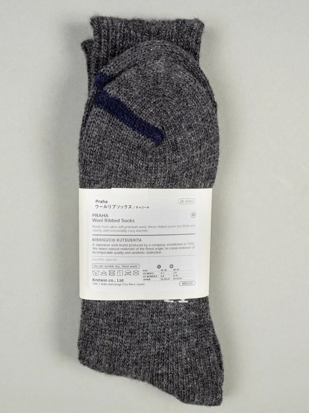 Nishiguchi Kutsushita Wool Ribbed Socks Charcoal