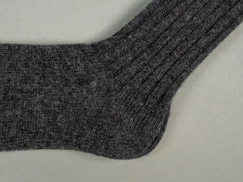 Nishiguchi Kutsushita Wool Ribbed Socks Charcoal