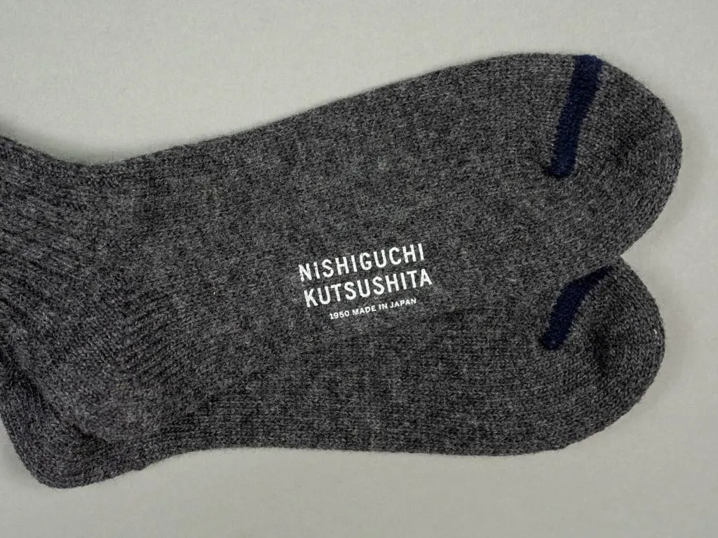 Nishiguchi Kutsushita Wool Ribbed Socks Charcoal