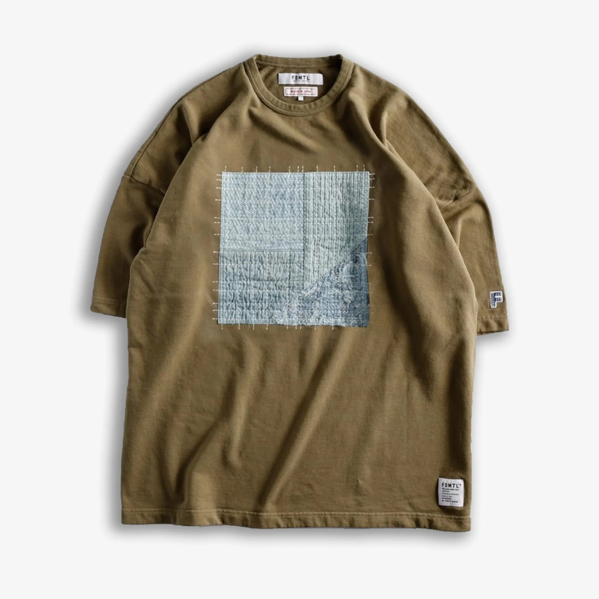 PATCHWORK WIDE SWEAT TEE 'KHAKI'