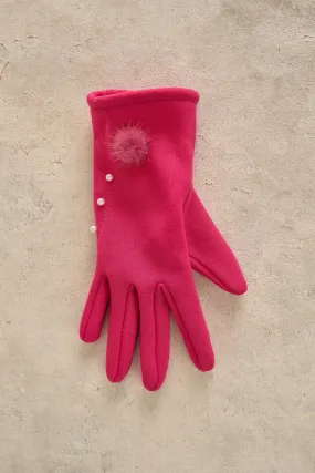 Pearl Trim Pom Glove