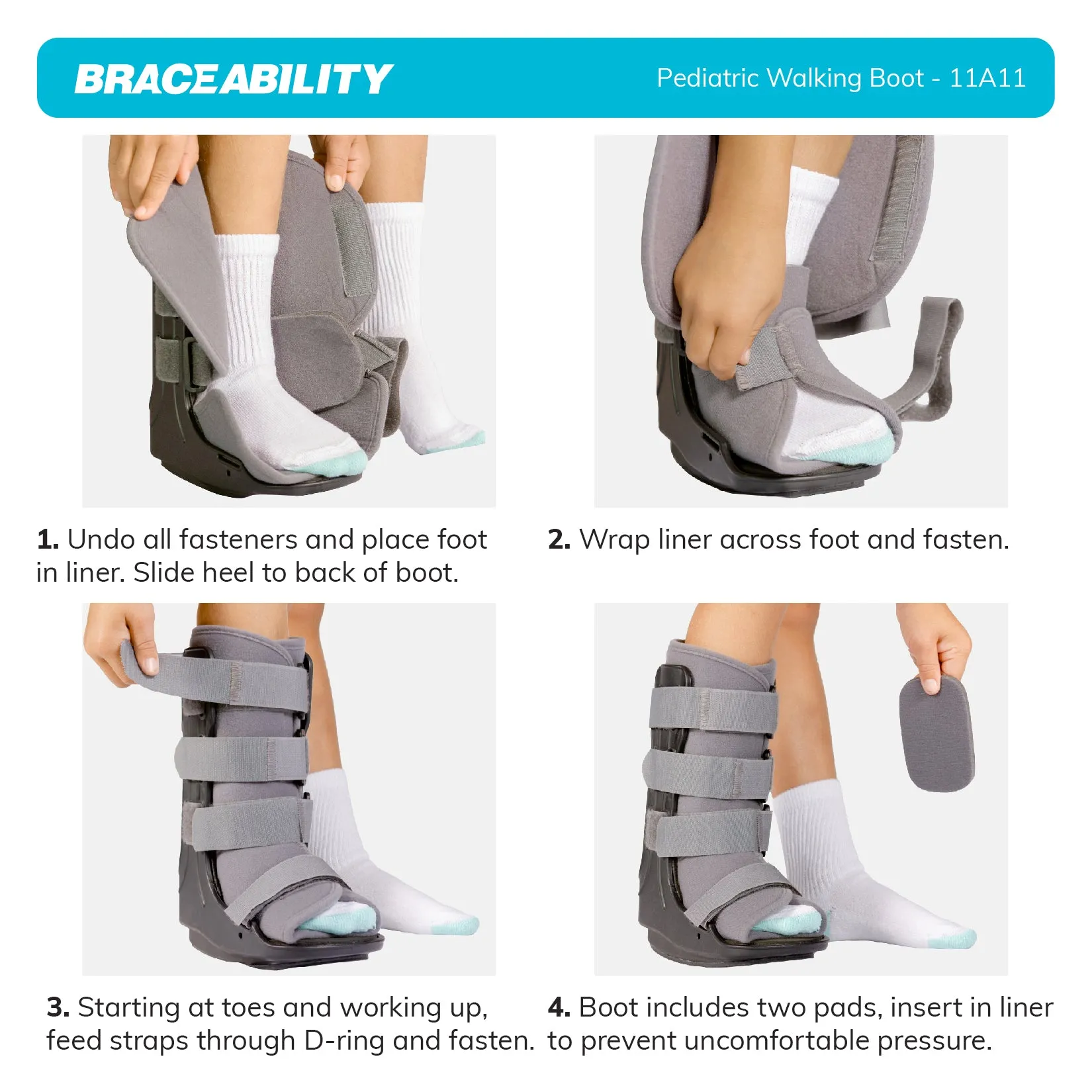 Pediatric Walking Boot | Children’s CAM Medical Walker Cast for Youth Fractured or Broken Toe, Foot, Ankle