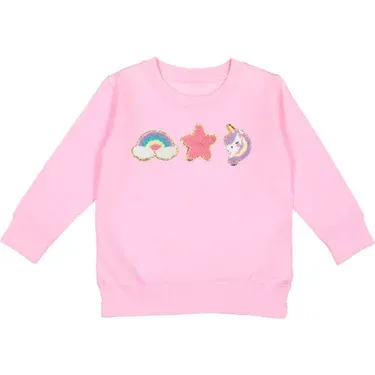 Pink Unicorn Doodle Patch Sweatshirt