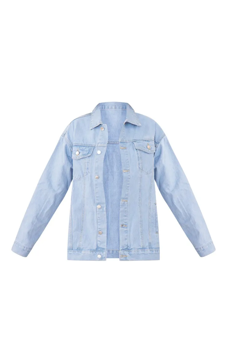 Plt Light Blue Wash Oversized Boyfriend Denim Jacke