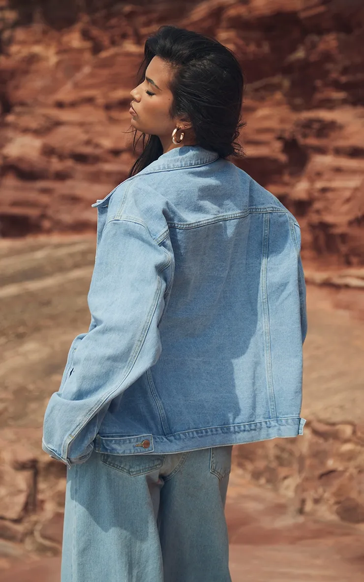 Plt Light Blue Wash Oversized Boyfriend Denim Jacke