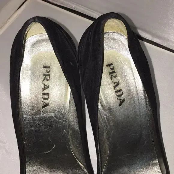 PRADA Curved Wedge Peep Toe Shoes