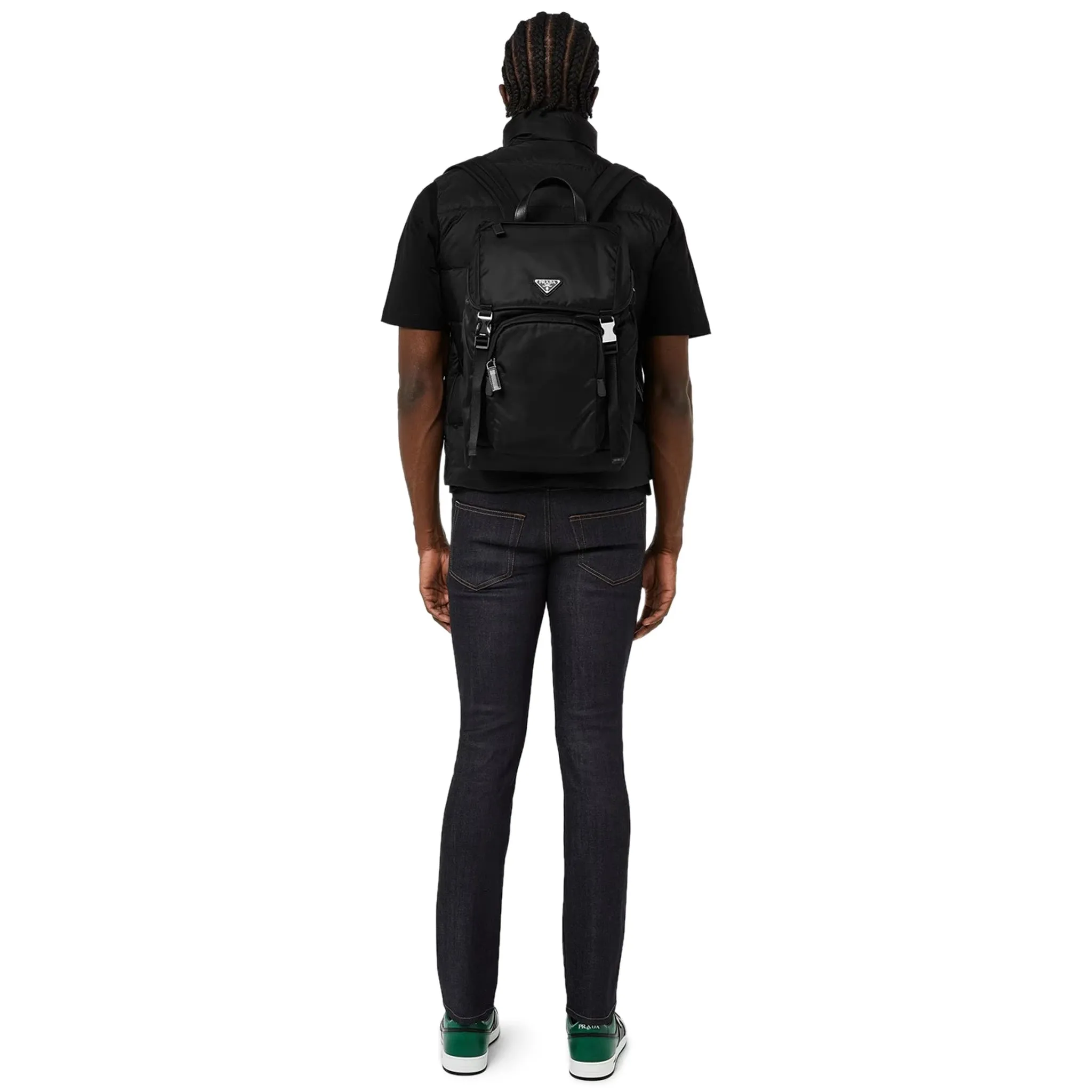 Prada Re-Nylon Saffiano Leather Black Backpack