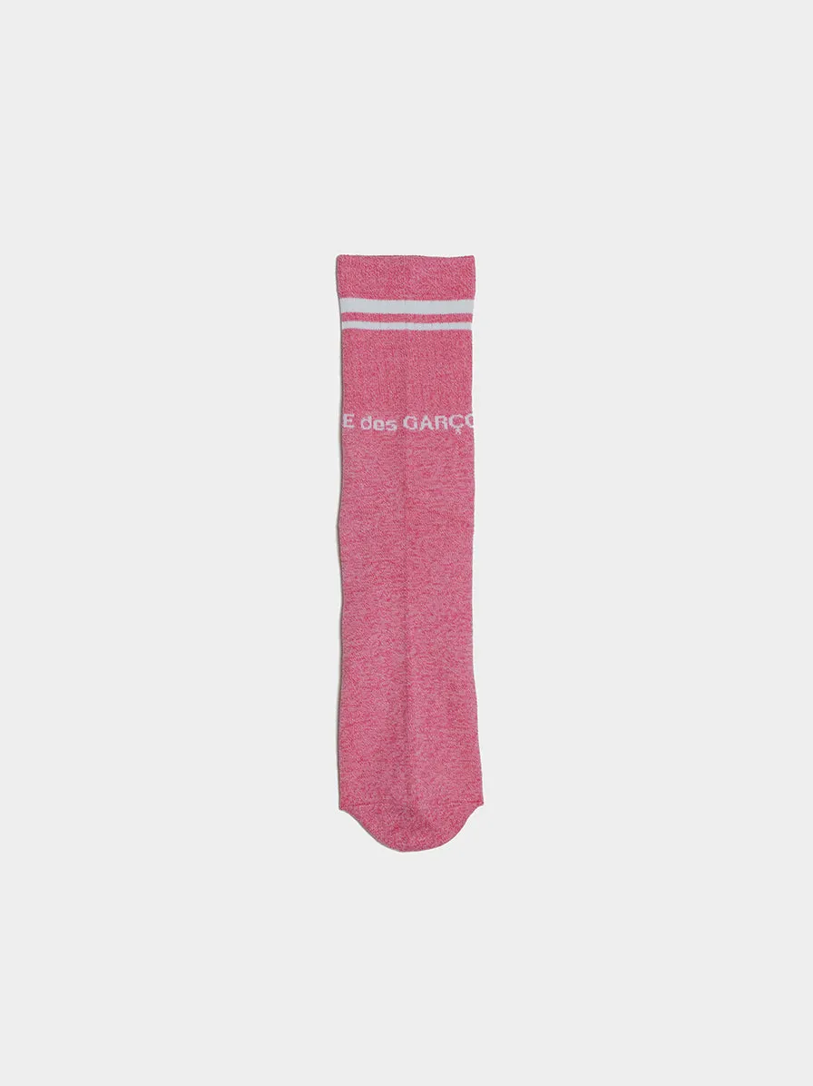 Rib Stitch Socks Short Length, Heather Pink