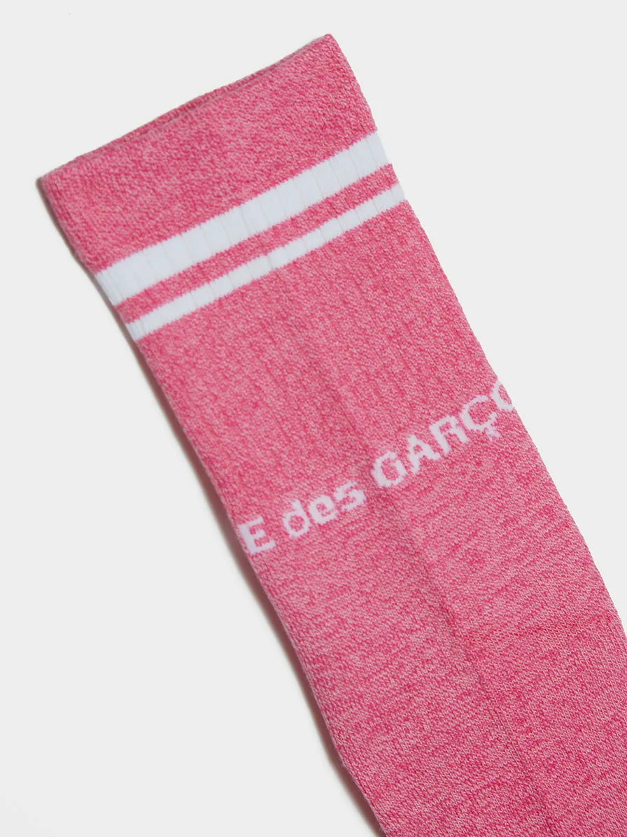 Rib Stitch Socks Short Length, Heather Pink