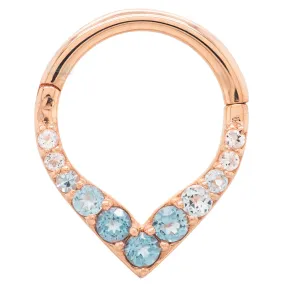 Rise & Shine Hinge Ring / Clicker in Gold with Ombre Blue Topaz'