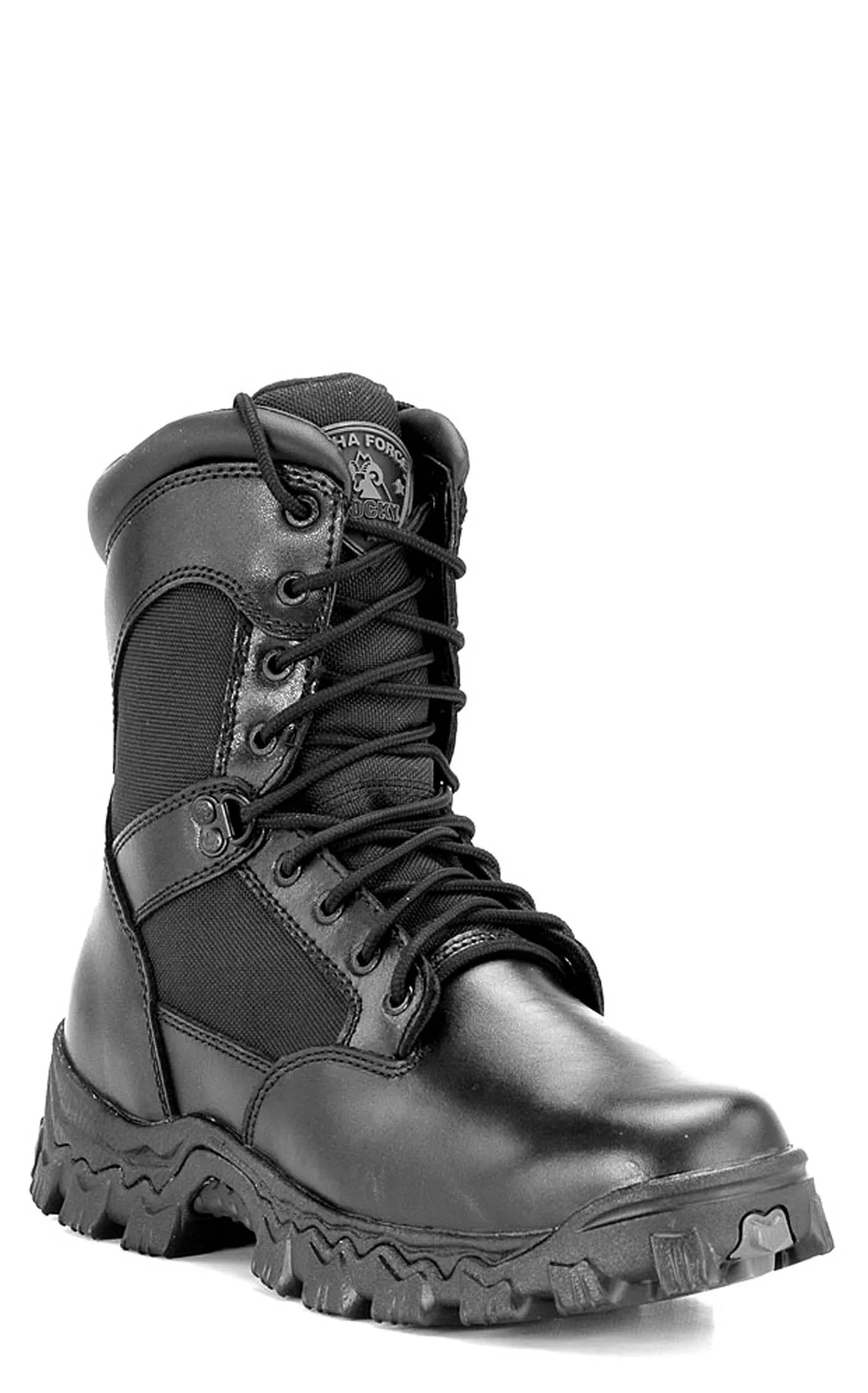 Rocky Men's Alpha Force Black Round Toe Lace Up Work Boot