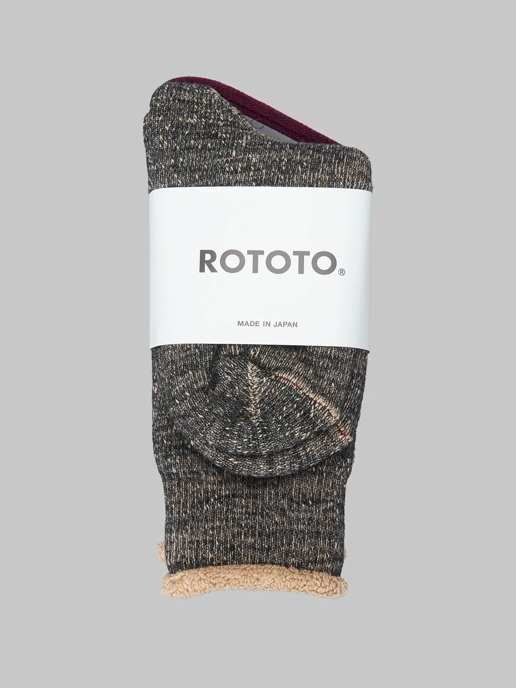 ROTOTO Double Face Crew Socks Merino Wool & Organic Cotton Black/Brown