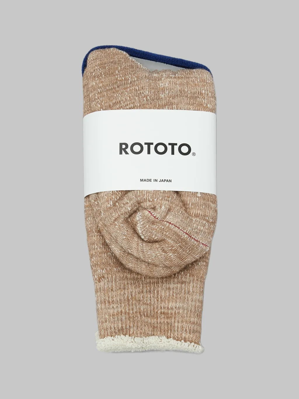 ROTOTO Double Face Crew Socks Merino Wool & Organic Cotton Camel