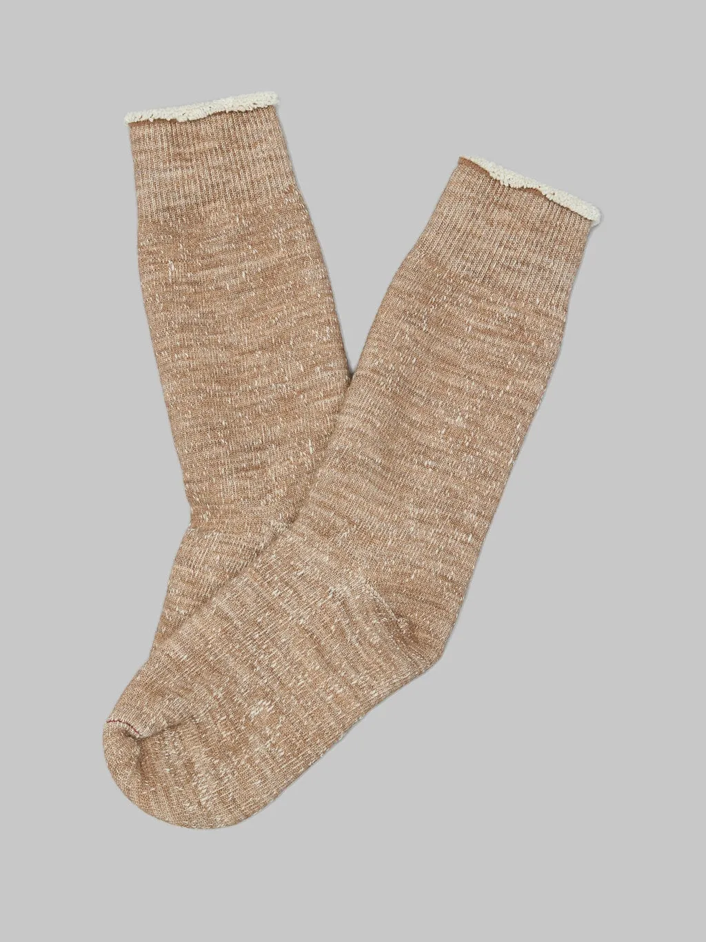 ROTOTO Double Face Crew Socks Merino Wool & Organic Cotton Camel