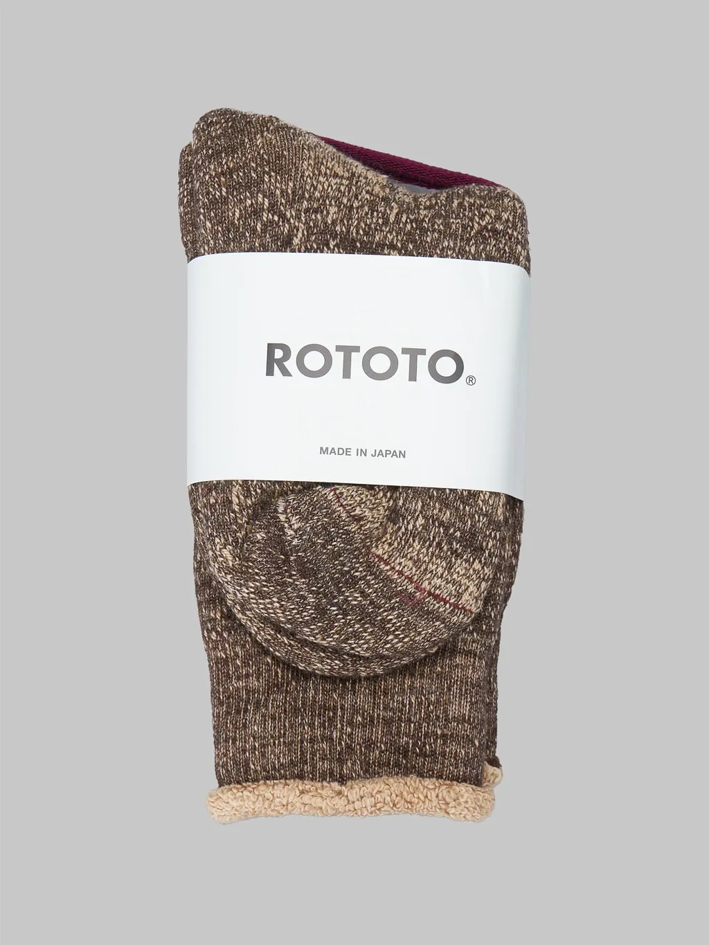 ROTOTO Double Face Crew Socks Merino Wool & Organic Cotton Dark Brown/Brown